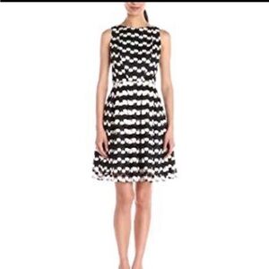 Adrianna Papell black and white geometric lace fit and flare dress
